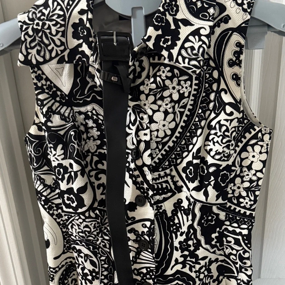 Rickie Freeman Teri Jon Black and White Paisley Dress 4 - Picture 8 of 9